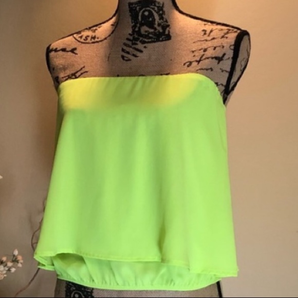 ~A’gaci~ bright yellow strapless top size small